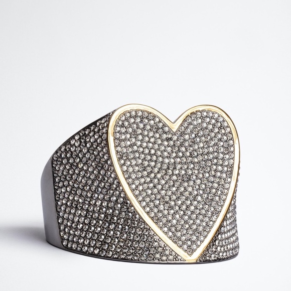 Zadig & Voltaire - Crystal Heart - Idol Strass Cuff Bracelet NWT Gorgeous! - Picture 4 of 14